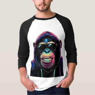 Neon Vibe – Stylischer Schimpanse mit Hoodie und S T-Shirt