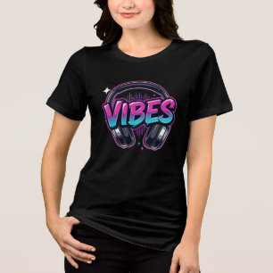 Neon-Vibes-Musik-Kopfhörer Cyberpunk Tri-Blend Shirt