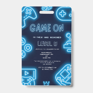 Neon-Videospiel-Geburtstagseinladung für jedes Jah Ausweis
