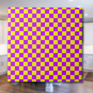 Neon Violett Gelb Kariert Schachbrett Retro Fliese
