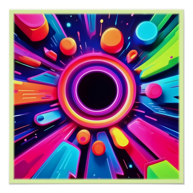 Neon Vortex Abstrakt Space Art Poster (Vorderseite)