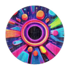 Neon Vortex Abstrakt Space Art Schneidebrett