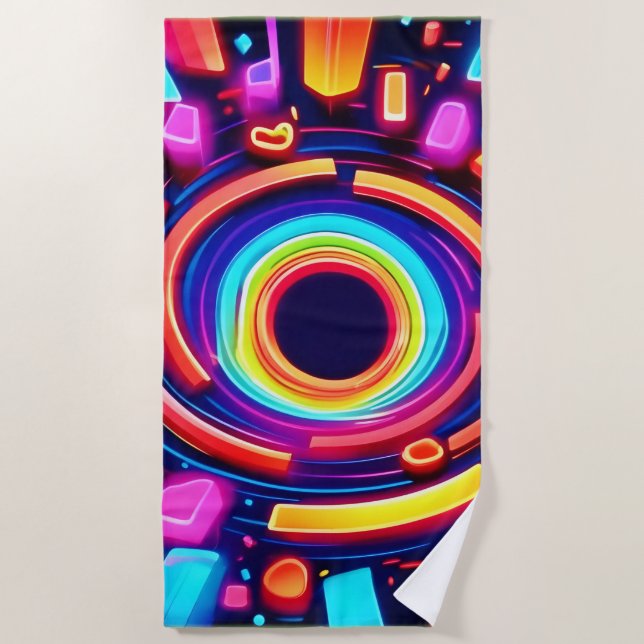 Neon Vortex Odyssey Strandtuch (Vorderseite)