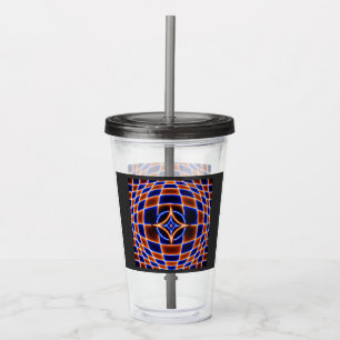 Neon Vortex Star Optische Täuschung – Blau Orange Acryltrinkbecher