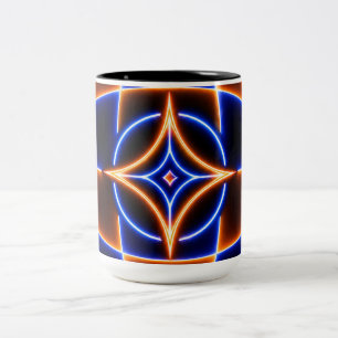 Neon Vortex Star Optische Täuschung – Blau Orange  Zweifarbige Tasse