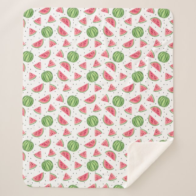 Neon Watercolor Wassermelonen Muster Sherpadecke (Vorderseite)