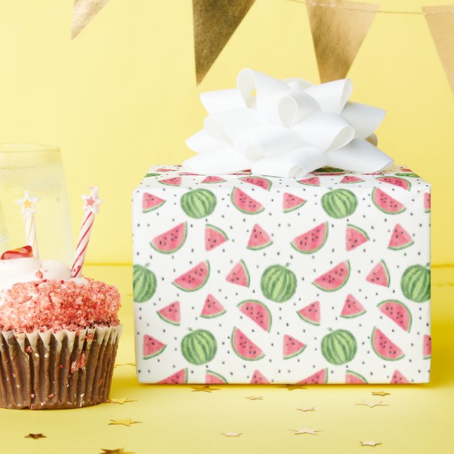 Neon Watercolor Wassermelons Muster Geschenkpapier (Geburtstagsparty)
