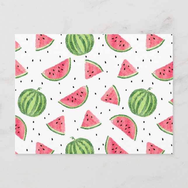 Neon Watercolor Wassermelons Muster Postkarte (Vorderseite)