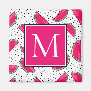 Neon Watermelon on Seeds Pattern Magnet
