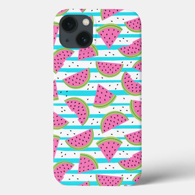 Neon Watermelon on Stripes Muster Case-Mate iPhone Hülle (Rückseite)