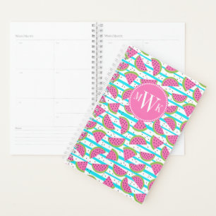 Neon Watermelon on Stripes Pattern Planer