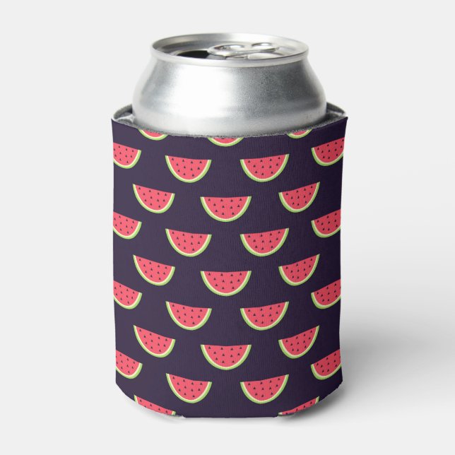 Neon Watermelon über Lila Muster Dosenkühler (Kanne Vorderseite)