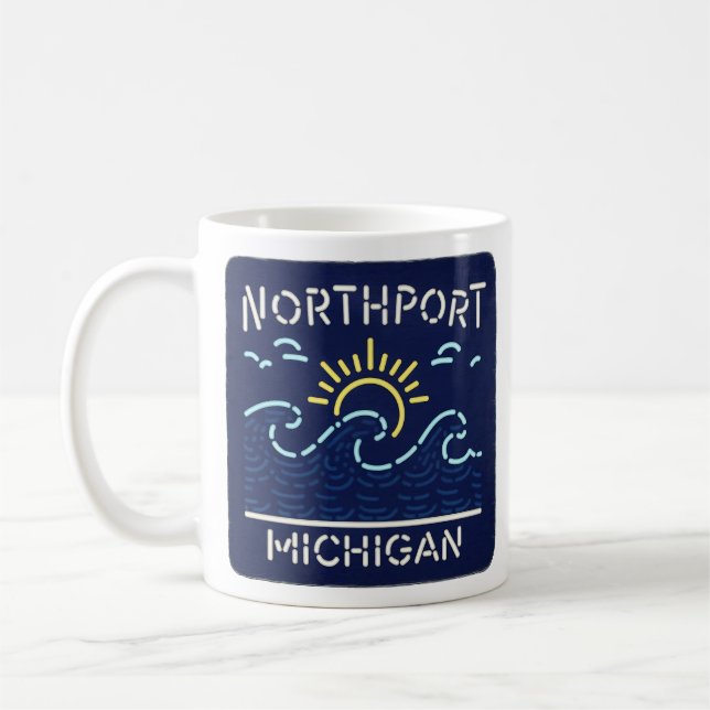 Neon Wave Northport Michigan Kaffeetasse (Links)