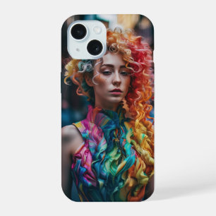 Neon Waves Curly Hair Graphic Case – Bold Fashion