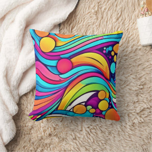 Neon Waves Lebendiger Kosmos Kissen