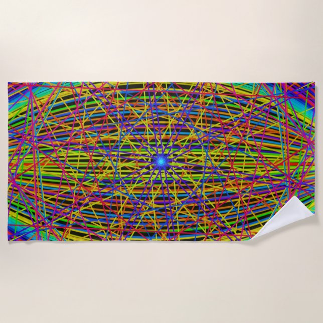 Neon-Web-Fraktal Strandtuch (Vorderseite)