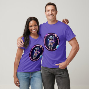 Neon-Weltraumkatze – Farbige kosmische Katzenkunst T-Shirt