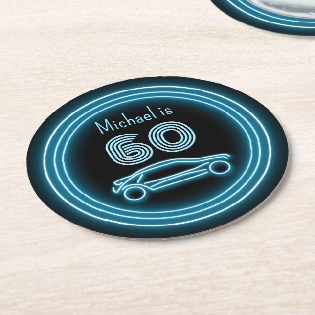 Neon Wheels - Autoreise - Maskuline Themenveransta Runder Pappuntersetzer (Angewinkelt)