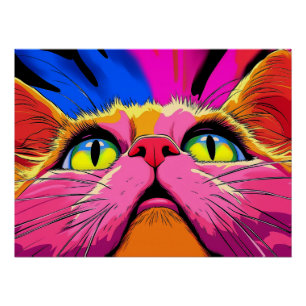 Neon Whiskers: Die lebendige Vision einer Katze Poster