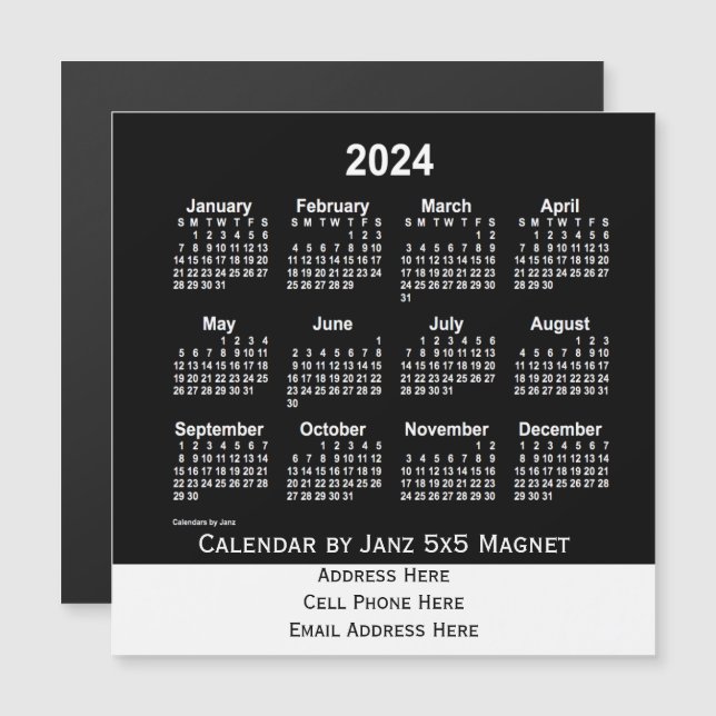 Neon White Business Calendar von Janz Magnetkarte (Vorne/Hinten)