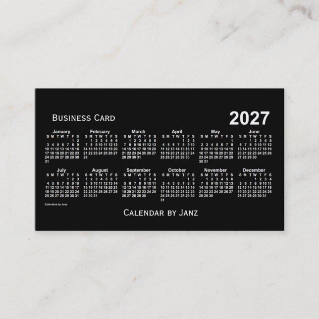 Neon White Calendar von Janz 2027 Visitenkarte (Vorderseite)