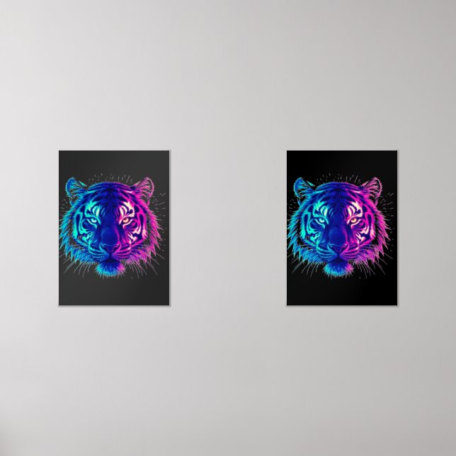 Neon White Tiger – Glowing Cyberpunk Wildlife Art (Recto)