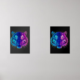 Neon White Tiger – Glowing Cyberpunk Wildlife Art Bilderwand Sets