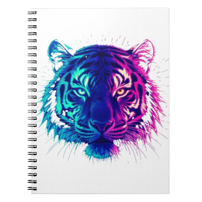Neon White Tiger – Glowing Cyberpunk Wildlife Art Notizblock (Vorderseite)