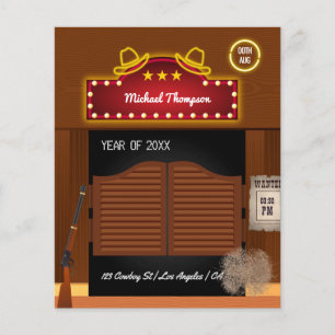 Neon-Wild-West-Cowboy-Themen-Abschlussfeier Flyer
