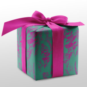 Neon Wildblume Rosa und Türkis Geschenkpapier Set