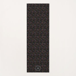 Neon Wildblumen auf schwarz, Mit Monogramm Yogamatte