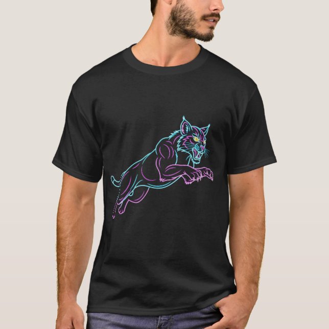 Neon Wildcat Black T-Shirt (Vorderseite)