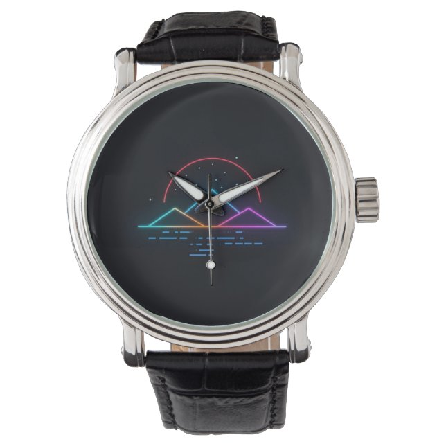 Neon Winter Streetwear Mood Artwork Armbanduhr (Vorderseite)