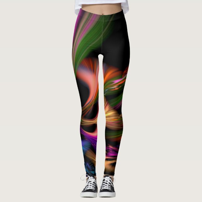 Neon Wirbel Pattern Leggings (Vorderseite)