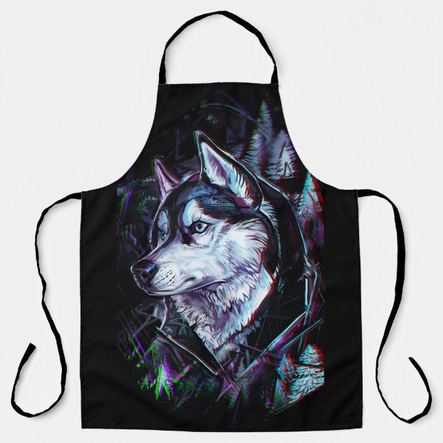  Neon Wolf All-Over Print Apron Schürze (Vorderseite)