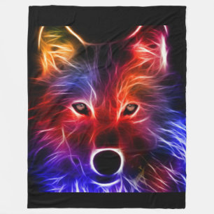 NEON WOLF FLEECEDECKE