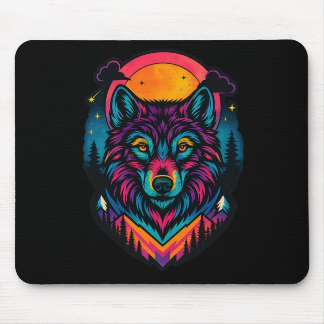 Neon Wolf Horizon Mousepad (Vorne)