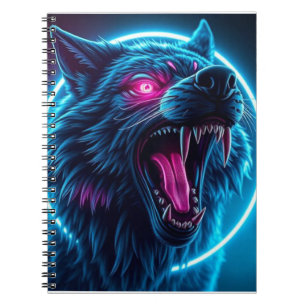 Neon-Wolf-Horror-Glowaugen-Dunkle-Fantasy-Tier Notizblock