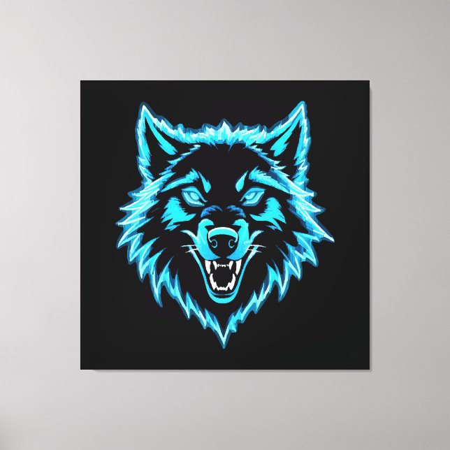 Neon Wolf Leinwanddruck (Vorderseite)