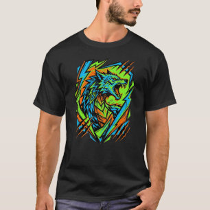 Neon-Wolf-Shirt – Cyberpunk-Tier Grafik-T-Shirt T-Shirt