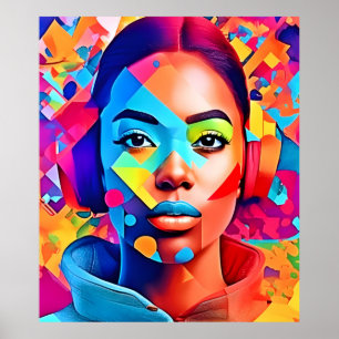 Neon Woman Dreams Digitale Kunst Poster