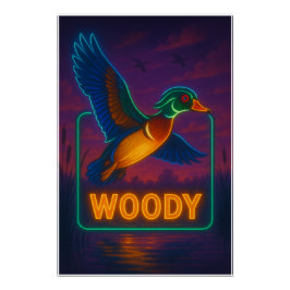 Neon Wood Duck Poster
