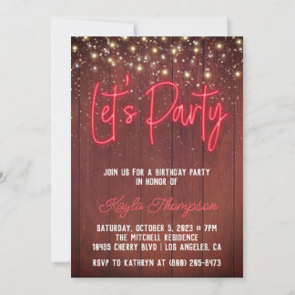 Neon Wooden Wall Faisons une invitation