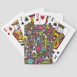 Neon World Icons Muster Spielkarten