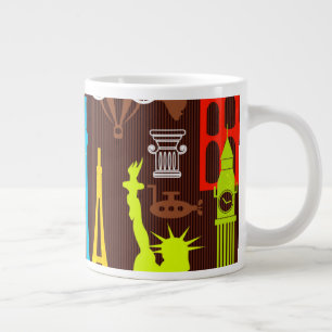 Neon World Travel Pattern Jumbo-Tasse
