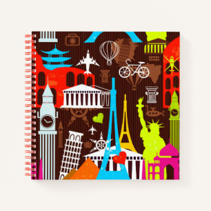 Neon World Travel Pattern Notizbuch