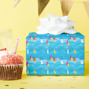 Neon Yacht Pattern Geschenkpapier