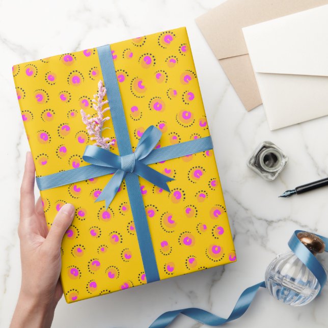 Neon Yellow and Pink Cheetah Bedruckpapier Geschenkpapier (Schenken)