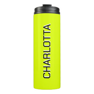 Neon Yellow Black Elegant Minimal individuell ange Thermosbecher