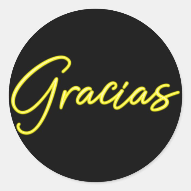 Neon Yellow Glow Spanish Gracias Vielen Dank Runder Aufkleber (Vorderseite)